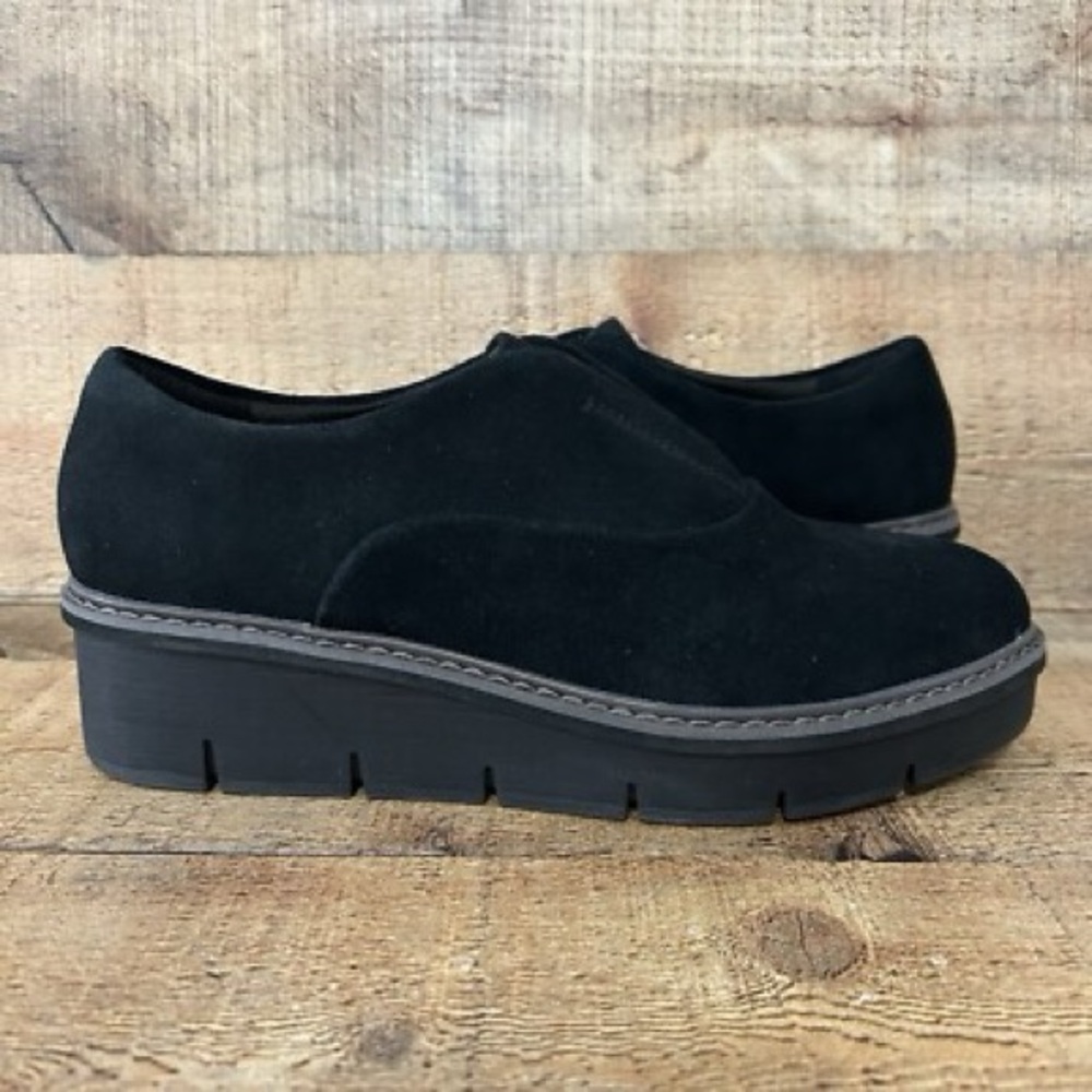 Clarks Black Suede Loafers